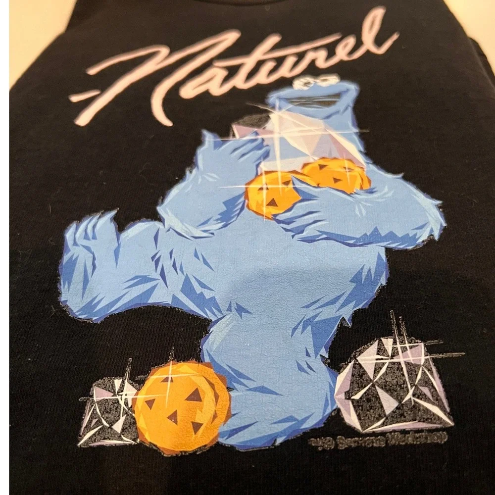 Champion Naturel Cookie Monster T-Shirt Black Graphic‎ Print Mens Medium - Picture 10 of 10